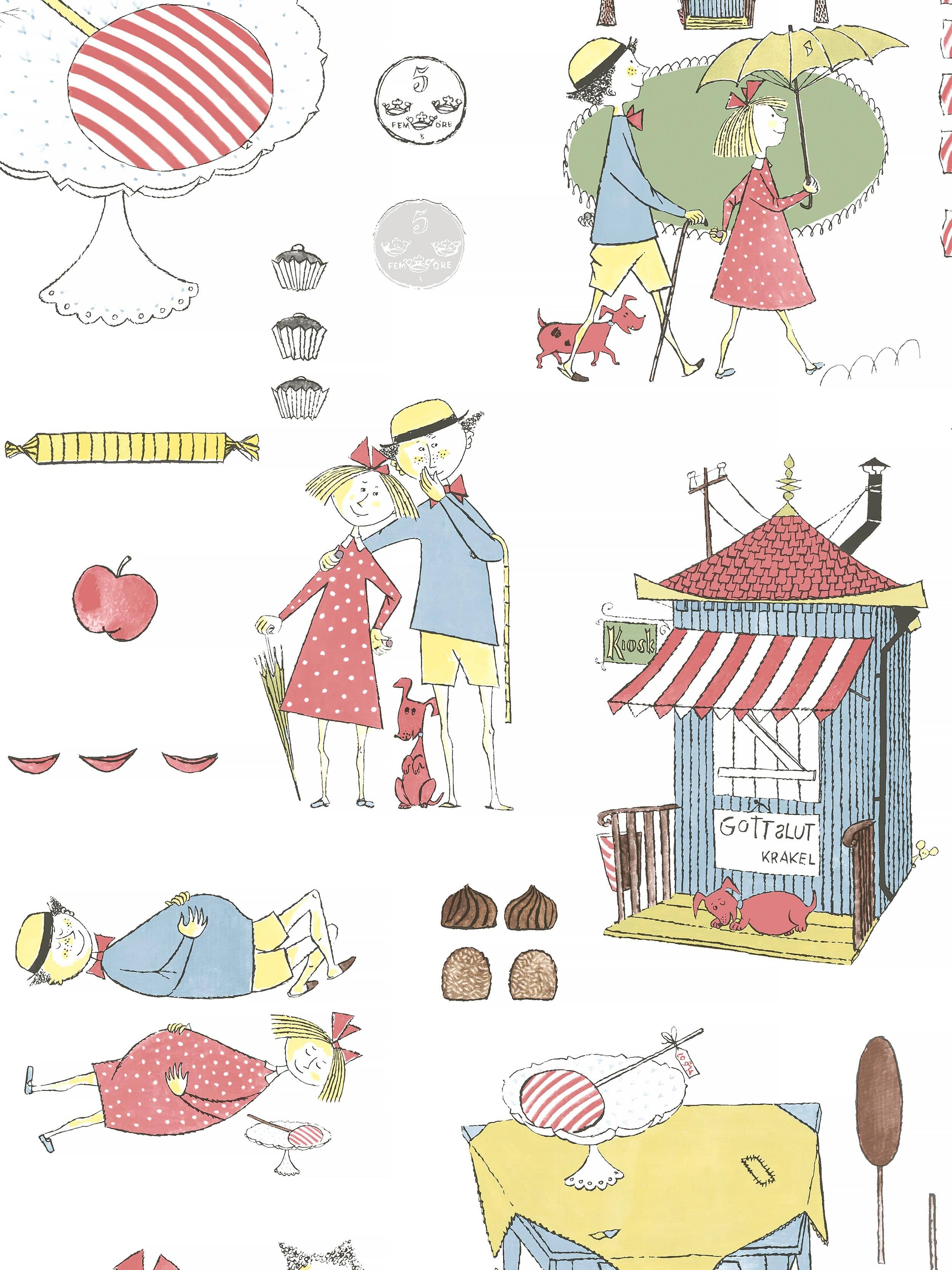 Stig Lindberg Krakel Spektakel, Multi wallpaper – Boråstapeter