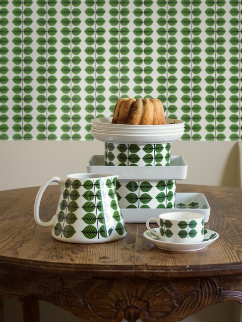 Stig Lindberg Berså, 1750, Green wallpaper - Boråstapeter